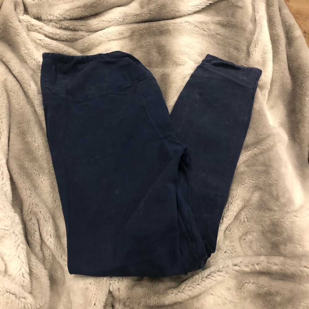 Navy blue acid wash leggings, high waisted